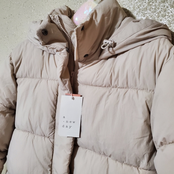 NWT Women's A New Day Cozy Hooded Duvet Long Puffer Jacket Coat - Cream 2024 - Picture 5 of 12